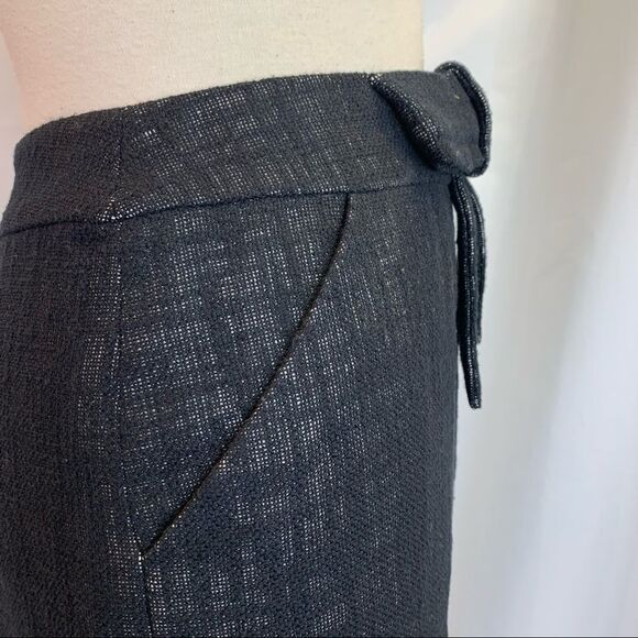 Milly dark gray linen bow front pencil skirt Sz 6 - Picture 4 of 10